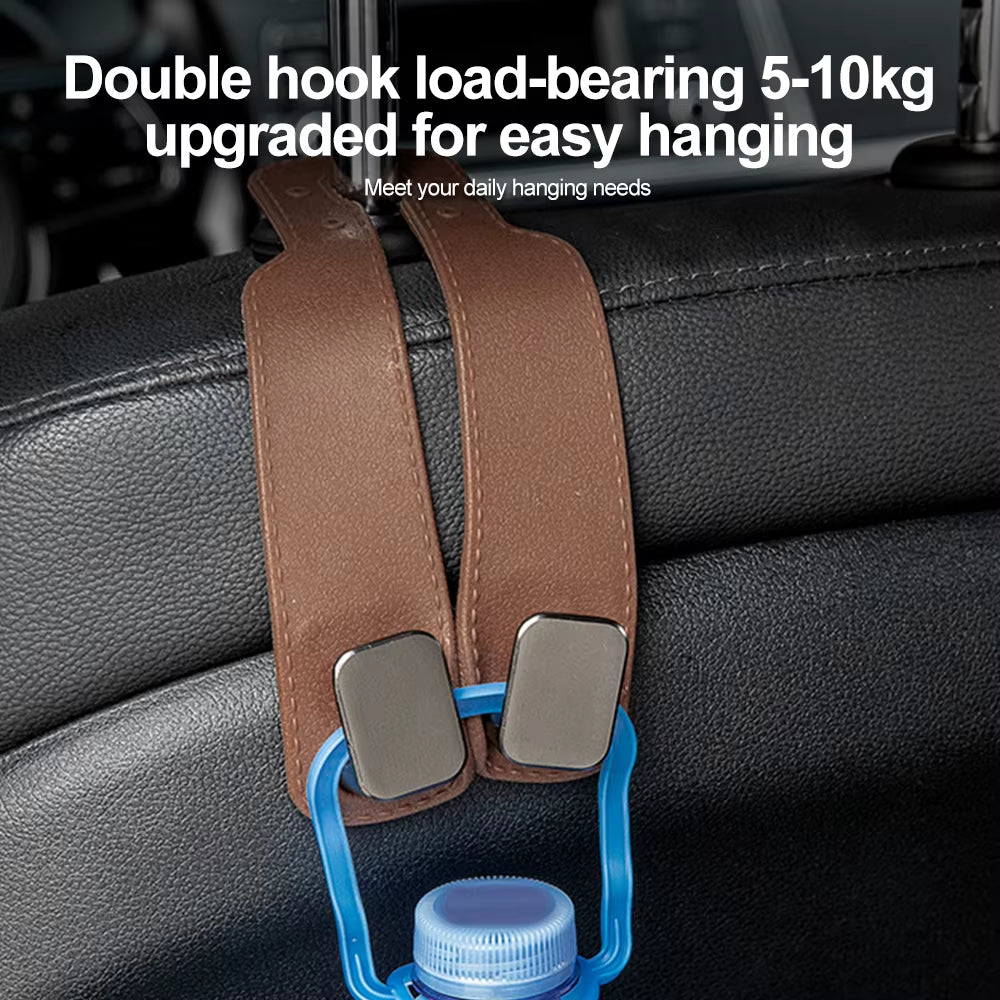 Car Seat Hook for Car Bag Hook Holder Car Rear Seat Leather Double Hook Car Back Seat Hook Double Hook for Car Seat Tools Hooks