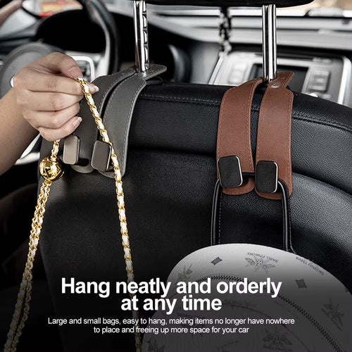 Car Seat Hook for Car Bag Hook Holder Car Rear Seat Leather Double Hook Car Back Seat Hook Double Hook for Car Seat Tools Hooks